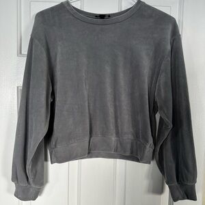 Velour blue/grey crop sweater, size small